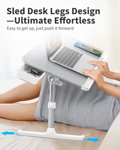 SAIJI Laptop Bed Tray Table - Adjustable Lap Desk for Couch (Gray)