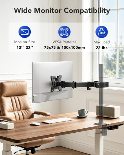 HUANUO Pole Mount Monitor Arm for 13-32" Screens, Pole Not Included
