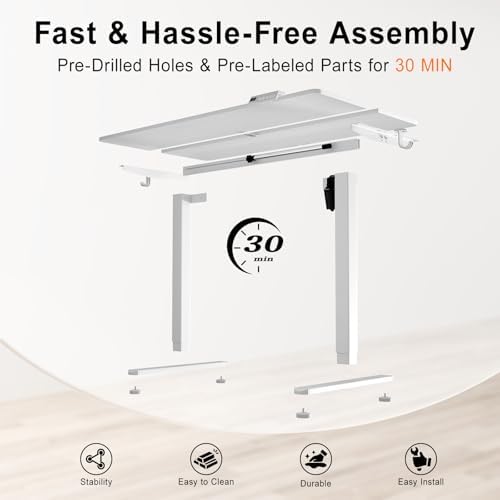 40 Inch Height Adjustable Standing Desk for Home Office, Natural
