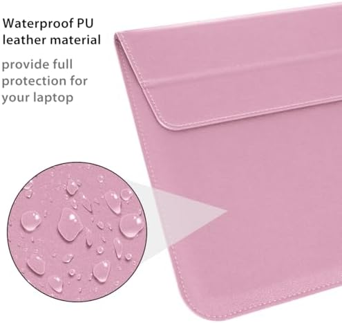 PU Leather Laptop Sleeve Case with Stand for 2026 MacBook Neo 13 A3404, 2026-2022 Air13.6'' M5 A3449 M4 A3240 M3 A3113 M2 A2681, 2018-2021 Air 13'', Laptop Bag for 2016-2022 Mac Pro13, Pink