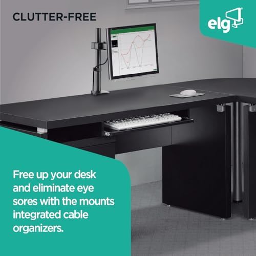 ELG Monitor Arm Desk Mount, Adjustable Height, 17-34" Screens up to 15.6 lbs, 360° Rotation, Heavy-Duty Steel with Epoxy Coating, VESA 75x75 to 100x100mm, Cable Organizer, Black