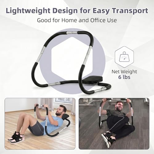 GYMAX Ab Cruncher, Abdominal Trainer Sit up Assistant Roller with Padded Headrest, Fitness Exercise Training Machine for Core Muscle, Home Gym Portable Ab Mat Trainer (Silvery)