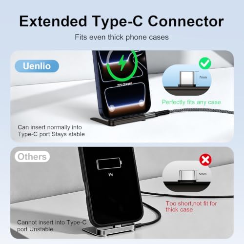 240W USB C to USB C Cable 9FT with Invisible Foldable Stand Charger - Grey