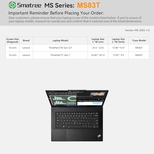 Smatree MS83T Hard Case with Stand for 16 inch Lenovo ThinkPad Z16 Gen 2/1