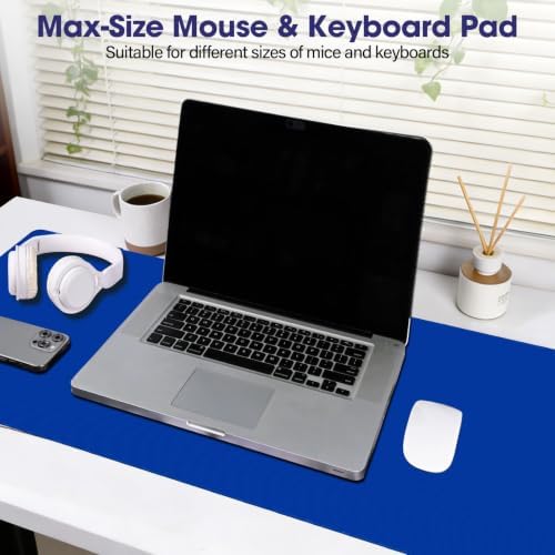 31.5" x 15.7" Waterproof Fabric Office Desk Pad, Rubber Anti-Slip Base,Blue