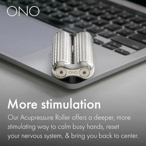 ONO Roller - Handheld Fidget Toy for Adults | Help Relieve Stress, Anxiety, Tension | Promotes Focus, Clarity | Compact, Portable Design (Acupressure, Junior Size - Stainless Steel)