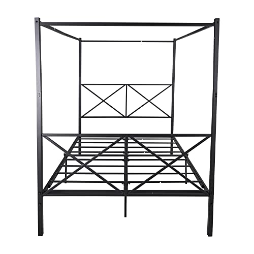 Queen Size Canopy Bed Frame, Black