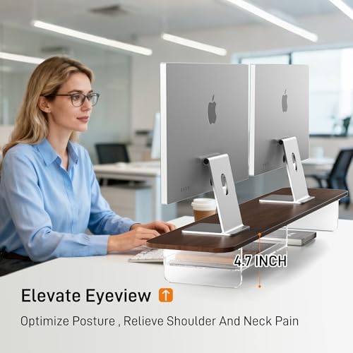 AFOOYO Monitor Stand Riser,Computer Monitor Stand with DIY Pegboard and drawer for Laptop,PC,Computer,Printer (Walnut-Felt Drawer)