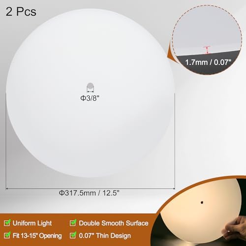 PATIKIL Lampshade Diffuser, 12.5" Dia 1.7mm Thick Translucent White 2Pcs
