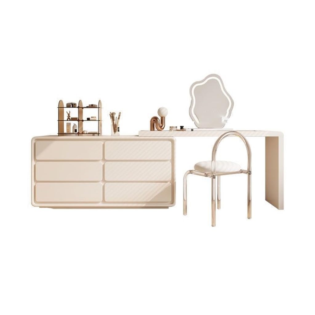 Vanity Desk Cream Style Solid Wood Dressing Table, Bedroom, Single Storage Cabinet Table for Bedroom