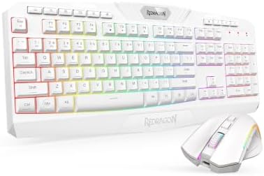 Redragon S101M-WS Gaming Keyboard and Mouse Wireless with 3-Mode (White)