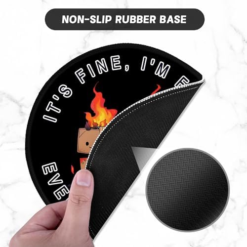 ITNRSIIET Round Mouse Pad with Stitched Edge Premium-Textured Waterproof Non-Slip Rubber Base Desktop Protection Mat Diameter 8.7 inches, Pretty Burning Box