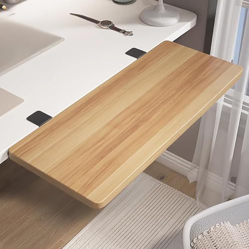 Wood Foldable Desk Extender Tray,Large Size Clamp-on Keyboard Tray,Table Mount Shelf Armrest Support for Home Office Dorm Floating Table(80x24cm(31x9inch), Wood B)