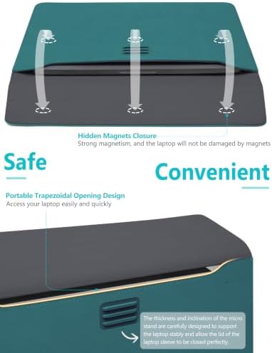 HYZUO 13.3-14 Inch Laptop Case Sleeve with Adjustable Stand, Dark Green