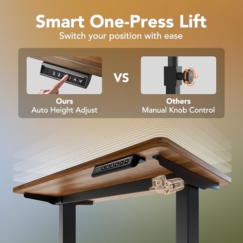 32x19 Inch Small Electric Standing Desk, Adjustable, Black Walnut