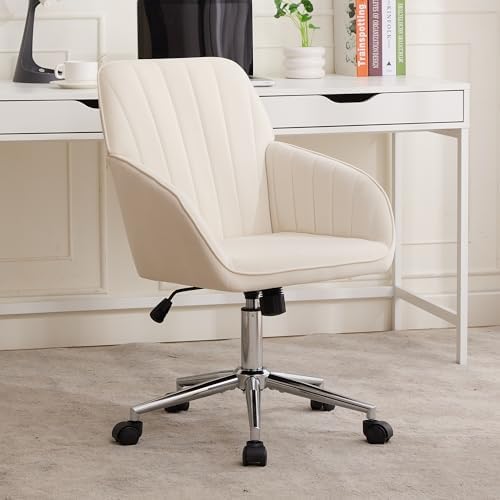 Ergonomic Home Office Desk Chair with Memory Foam Cushion, Silver Base