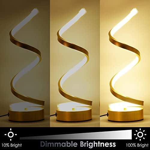 NUÜR Gold Infinity Spiral LED Table Lamp, Dimmable Bedside Lamp