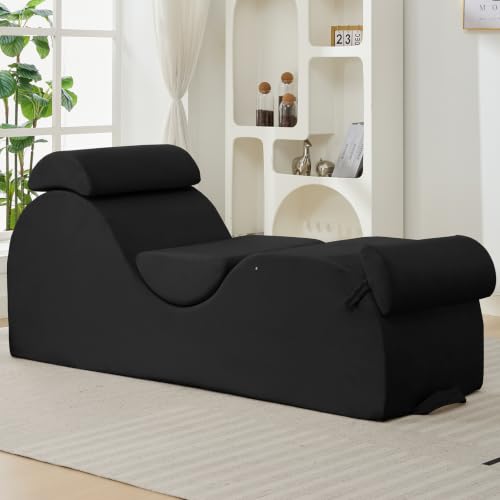 25" Velvet Lounge Chair with Lumbar Support & Side Pockets - Black