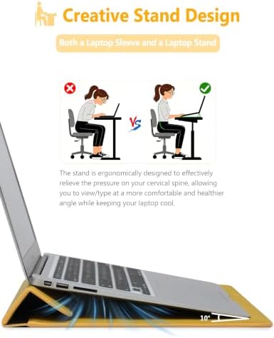 HYZUO 13.3-14 Inch Laptop Case Sleeve with Stand for MacBook,Olive Yellow