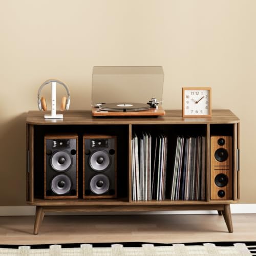Modern Record Player Stand Vinyl Record Storage Up to 150 Records