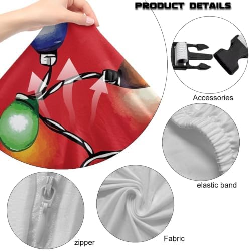 Christmas Lights Gaming Chair Protector Slipcover 4-Piece Fits Office/PC Boss Recliners Anti-Scratch Washable with Zipper for Living Room Xmas Decor