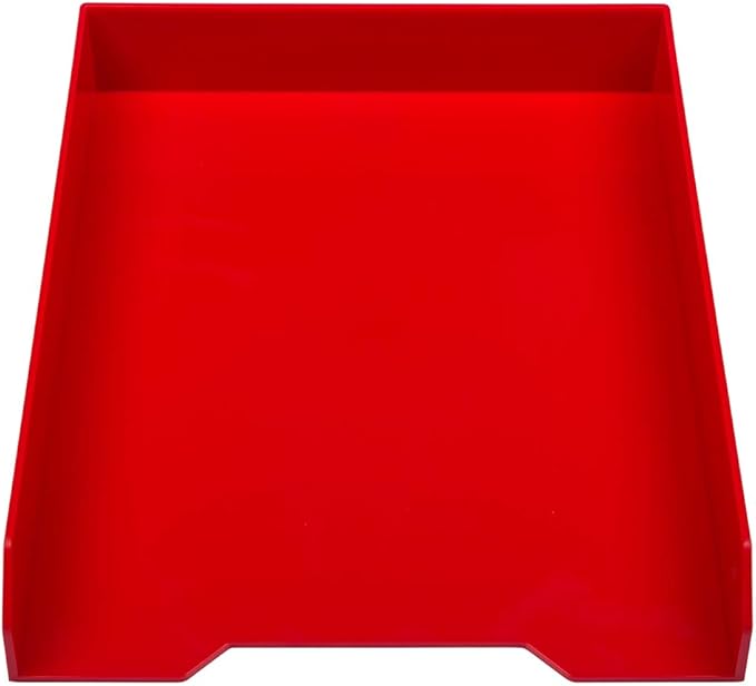JAM PAPER Stackable Paper Trays - Red - Desktop Document, Letter, & File Organizer Tray - Sold Individually