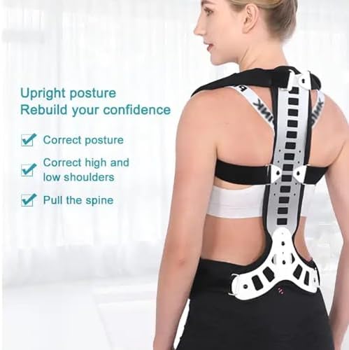 Orthosis Cervical Thoracic Halo Brace, Metal Spinal Auxiliary Orthosis, Adjustable Rigid Metal Extension Back Straightener Brace Vest, for Kyphosis Humpback Thoracic Spinal Support Pain Relief