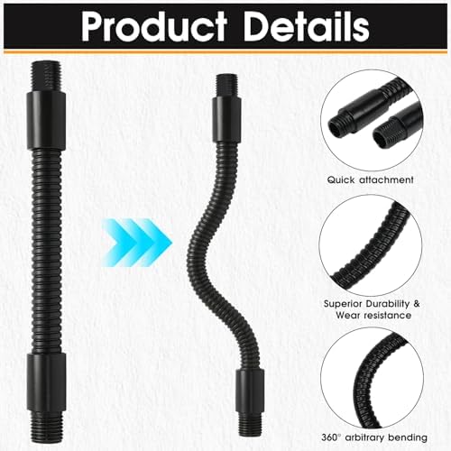 2PCS 15.7" Gooseneck Tubing Flexible 5/16"×25/64" Male thread Alloy Metal Arm