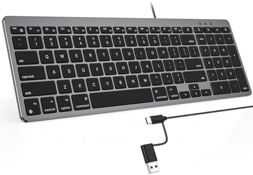 OMOTON USB-A & Type-C Dual Interface Wired Keyboard for Mac, Numeric Keypad