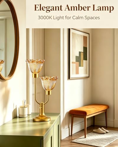 Mid Century Modern Gold Table Lamp Dimmable Vintage Glass Lamp Gift