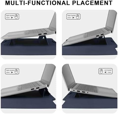 HoYiXi 13.3'' /13.6'' Laptop Sleeve Case PU Leather with Stand Compatible with MacBook Pro 14/MacBook Air 13(M1 M2)/ASUS Vivobook 14/Dell XPS 13/ASUS Matebook,13-14'' Laptop Bag,Blue