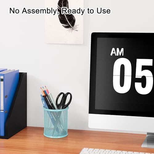 EasyPAG Pencil Holder for Desk, 2 Pack Metal Pen Organizer, Mesh Pencil Cup Organizer for Home, Office, Classroom, School, Light Blue