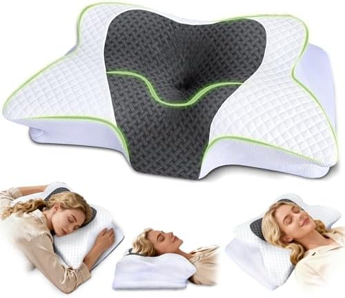 Memory Foam Cervical Neck Pillow for Neck Pain Relief, Grey