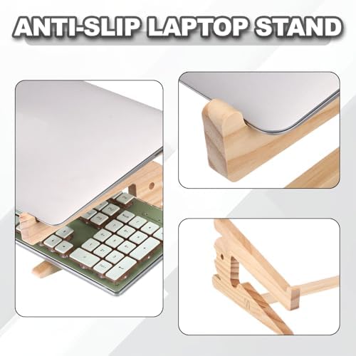 PATIKIL Wooden Laptop Stand 1Pack Dual-Use Laptop Stand Vertical for 10-15