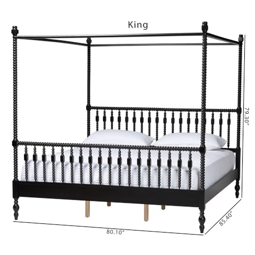 Callison Spindle Canopy Bed Frame with Headboard Black King