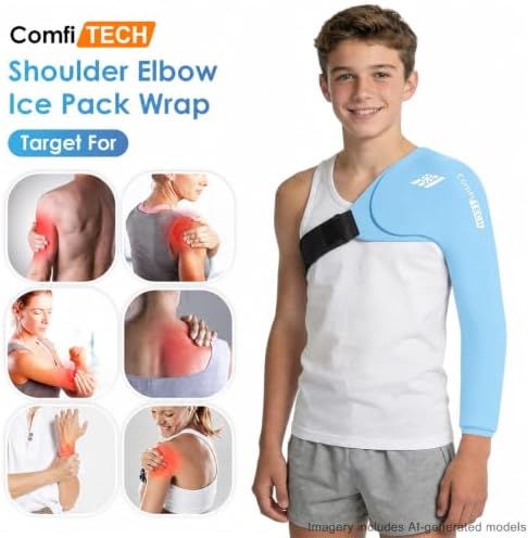 ComfiTECH Shoulder Arm Ice Pack Wrap for Pitcher & Recovery, Blue, S