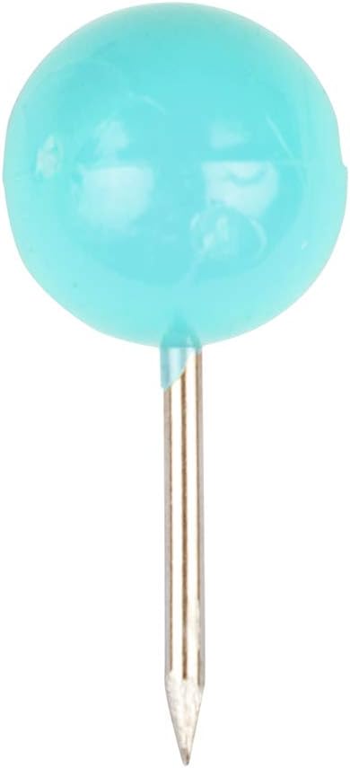 JAM PAPER Colorful Push Pins - Round Head Map Thumb Tacks - Teal Pushpins - 100/Pack