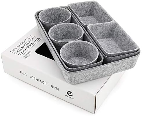 Welaxy 8-piece desk drawer organizer trays felt shallow bin Gray Minimalist