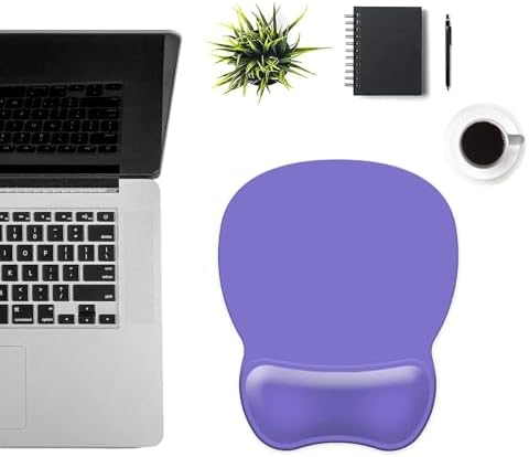 Mouse Pad with Support, Ergonomic Mouse Pad with Gel Wrist Rest Support Middle Concave Design, Comfortable Mousepad with Non-Slip PU Base for Home Office Working Studying (02 Purple)