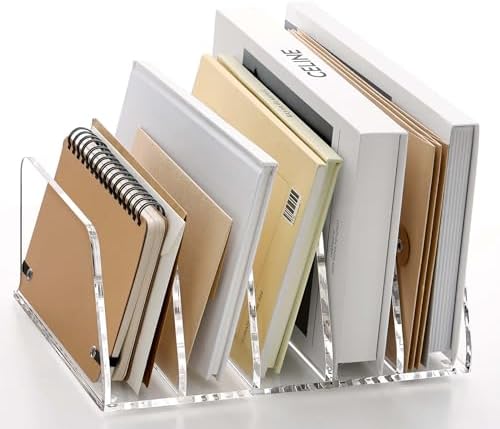 SANRUI Acrylic Mail Organizer Countertop, Mail Sorter with 5-Slot, Clear