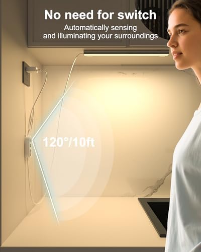 ASOKO Motion Sensor Dimmable Led Under Cabinet Light 12" Plug in Warm White