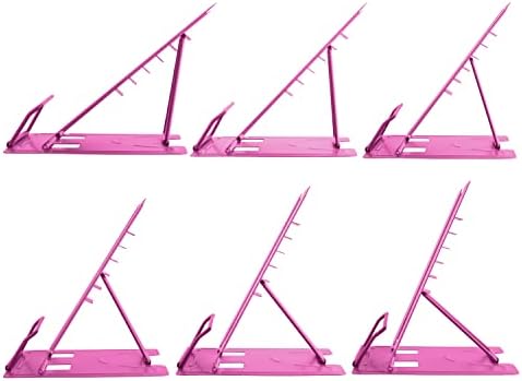 Honagu Book Stand Metal Desk Book Holder, Book Holders for Reading Hands Free, Adjustable Cookbook Documents Holder, Portable Bookstand for Music Books, Textbook, Recipe, Tablet, Ipad (Rose Red)