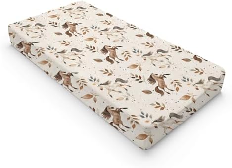 Cartoon Western Horse Leaves Baby Changing Pad Cover,Unisex Farm Animals Nursery Diaper Changing Table Pad Mat Sheet for Boys Girls-16x32