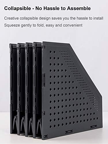 Leven Collapsible Magazine File Holder/Desk Organizer for Office Organization and Storage with 4 Vertical Compartments