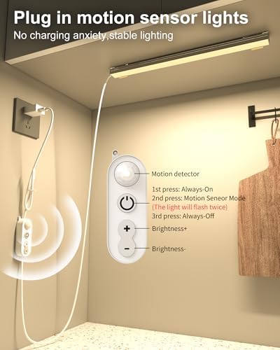 ASOKO Motion Sensor Dimmable Led Under Cabinet Light 12" Plug in Warm White