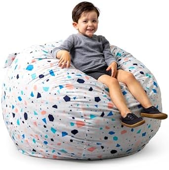 Big Joe Fuf Medium Foam Filled Bean Bag Chair with Removable Cover, Dolce Terazzo Lenox, Durable Woven Polyester, 3 feet Big