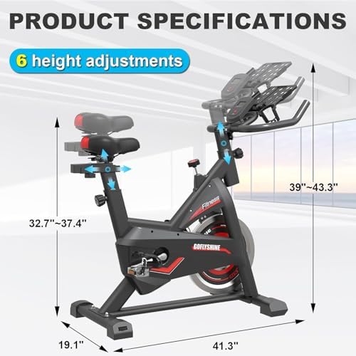 Exercise Bike, Stationary Indoor Cycling Bike for Home，Cardio Workout Bike with Mount & LCD Monitor, Silent Belt Drive (black)