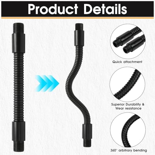 2PCS 19.6" Gooseneck Tubing Flexible 25/64" Male thread Alloy Steel Metal Arm Universal Bendable Extension Hose for DIY Lamps Microphone Stands Inspection Cameras