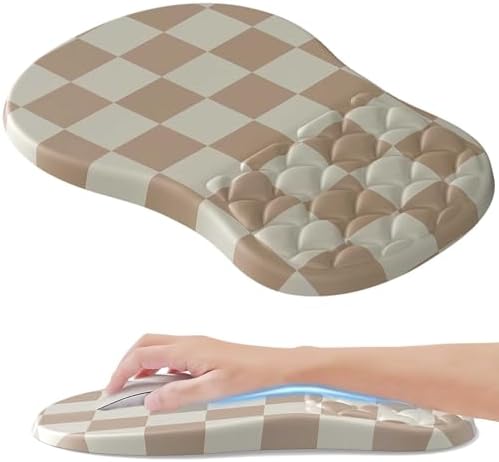 Ergonomic Mouse Pad with Wrist Support, Wrist Rest Mousepad for Carpal Tunnel Pain Relief, Memory Foam with Massage Design, Non-Slip Pu Base for Office and Home,Checkered