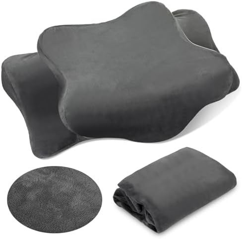 Hahafelt Cervical Neck Pillow Case Plush with Zipper, Dark Gray, Queen Size
